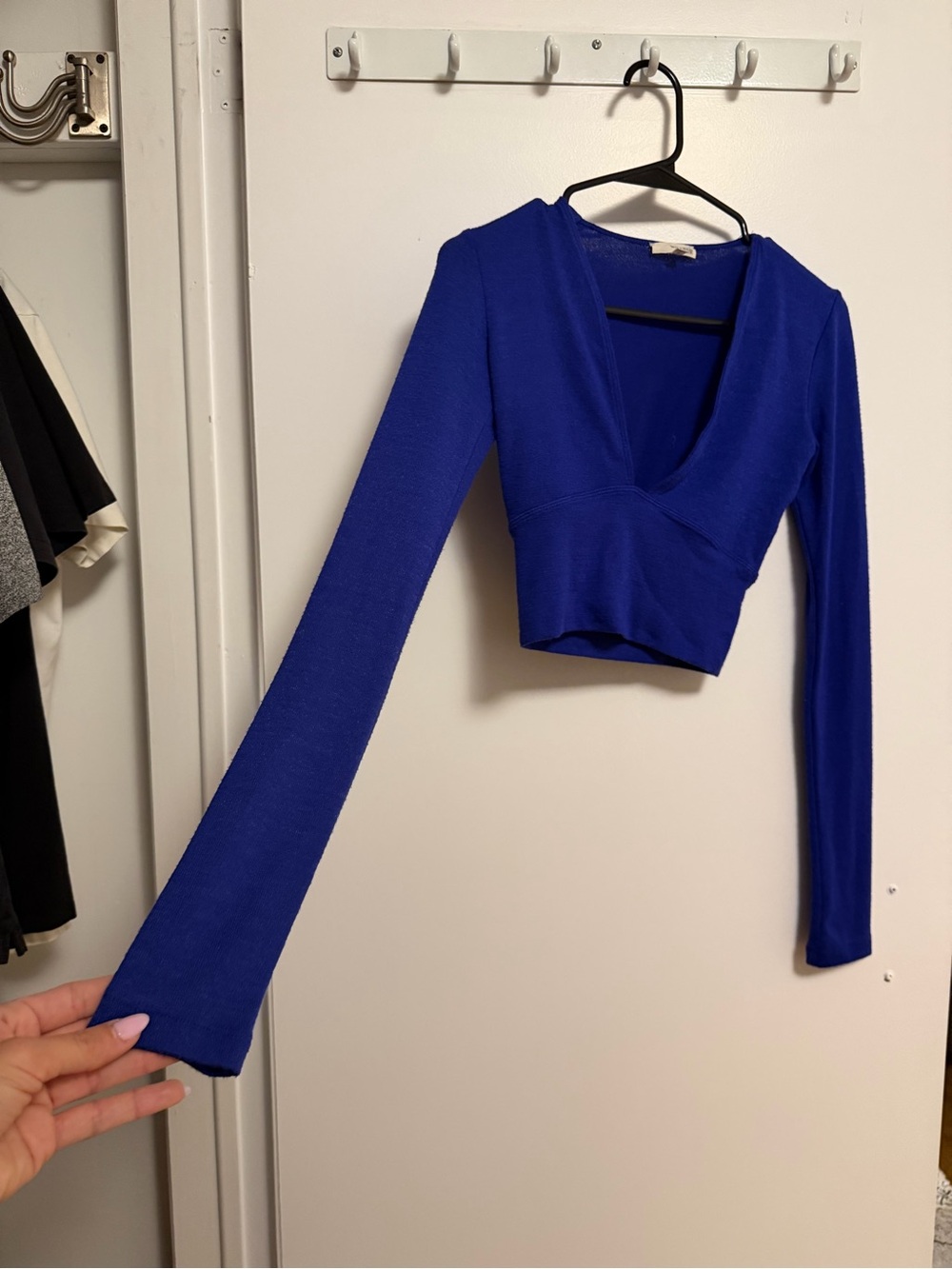 Women’s Wilfred Royal Blue Long-Sleeve V-Neck Crop Top